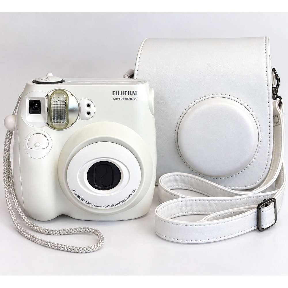 Fujifilm Instax Mini 7S Instant Film Camera White Tested Working + Case Strap